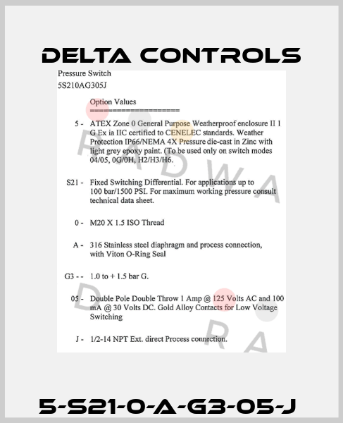 5-S21-0-A-G3-05-J  Delta Controls