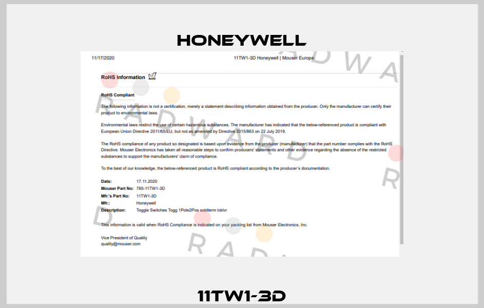 11TW1-3D Honeywell