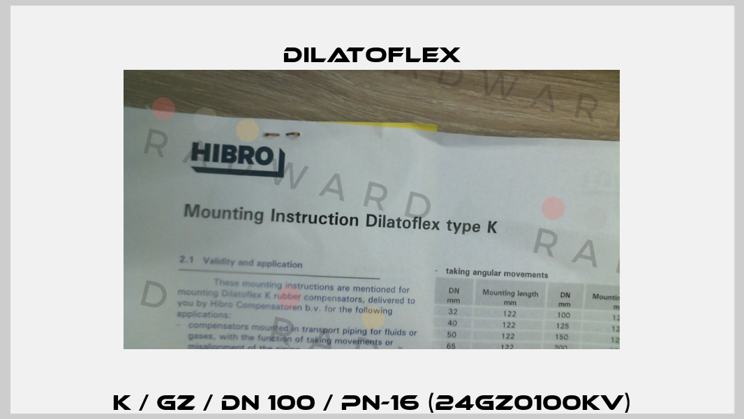 K / GZ / DN 100 / PN-16 (24GZ0100KV) DILATOFLEX