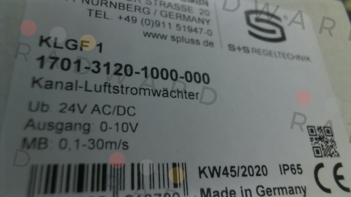 1701-3120-1000-000, KLGF 1 S+S REGELTECHNIK