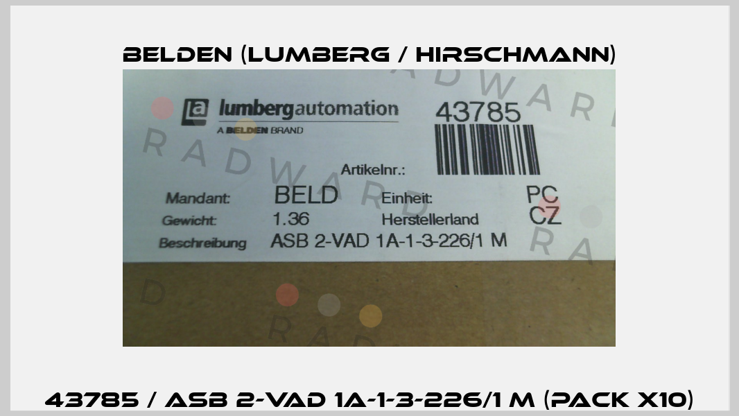 43785 / ASB 2-VAD 1A-1-3-226/1 M (pack x10) Belden (Lumberg / Hirschmann)