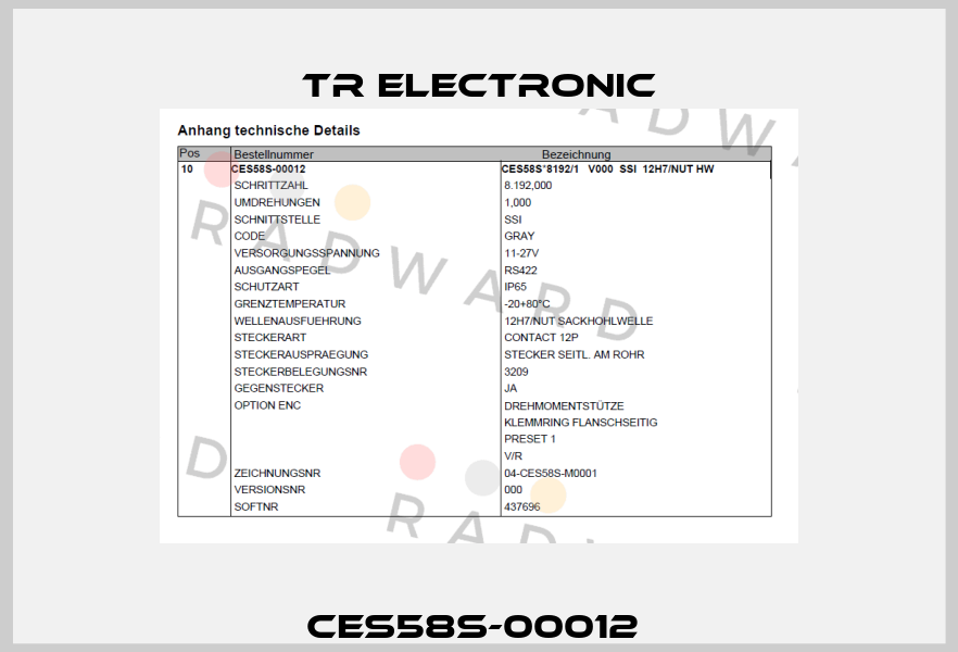 CES58S-00012  TR Electronic