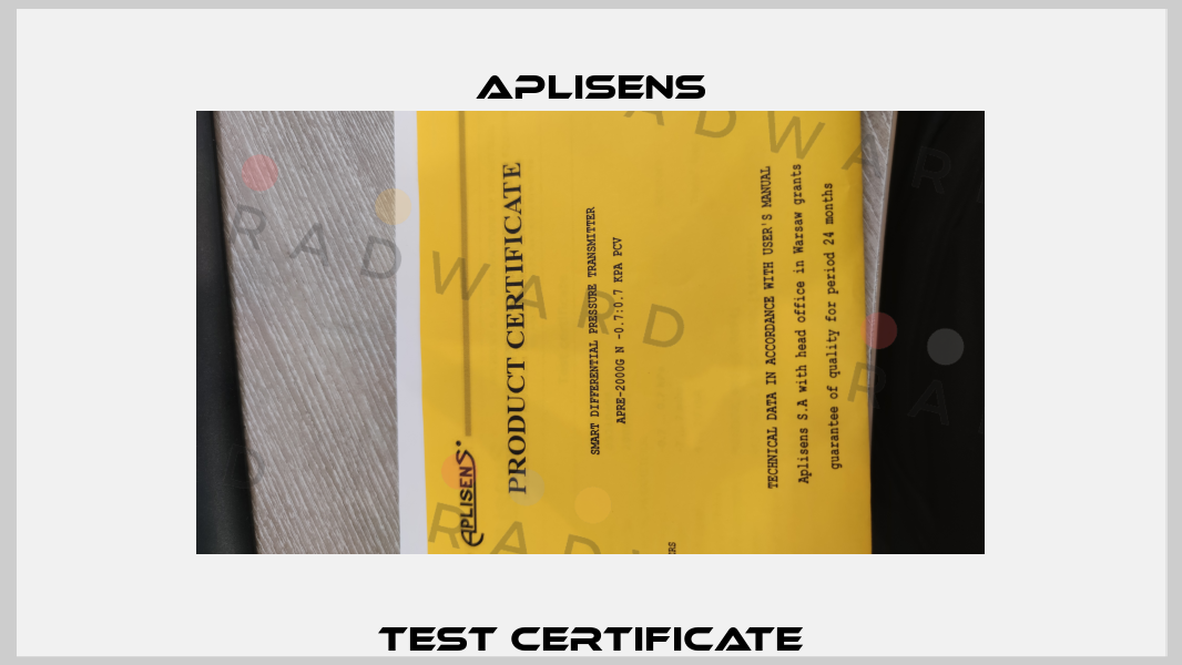 Test Certificate Aplisens