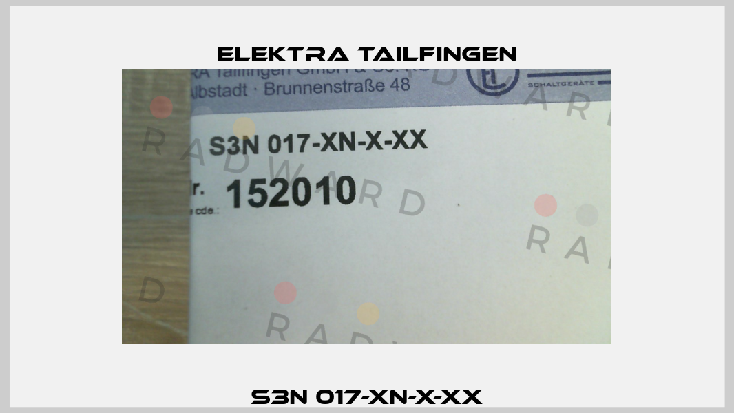 S3N 017-XN-X-XX Elektra Tailfingen