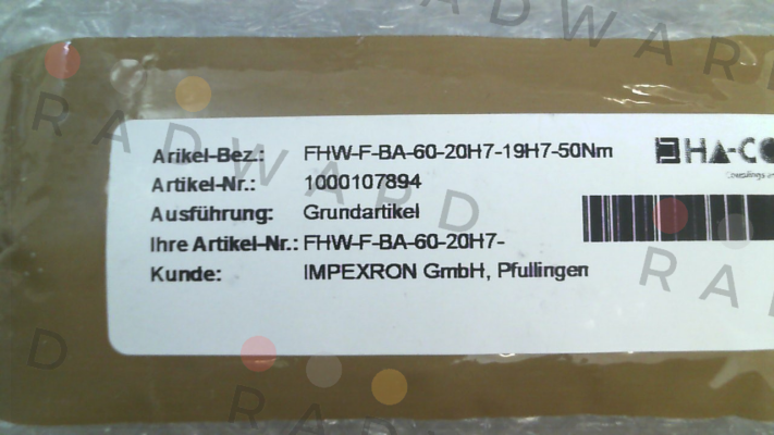 FHW-F-BA-60-20H7-19H7-50Nm HACO