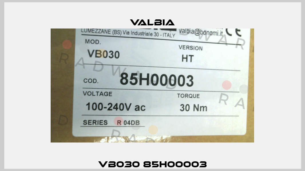 VB030 85H00003 Valbia