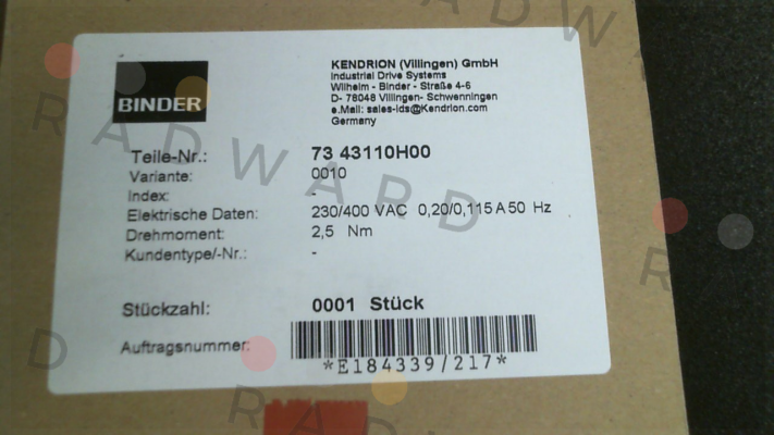 73 43110H00-0010 Binder