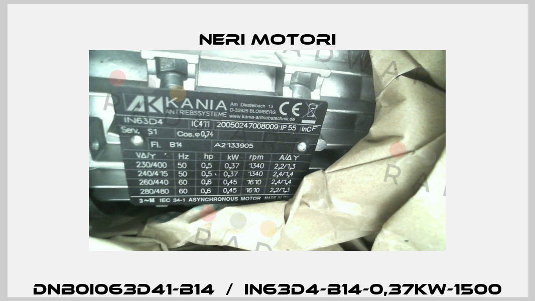 DNB0I063D41-B14  /  IN63D4-B14-0,37kW-1500 Neri Motori