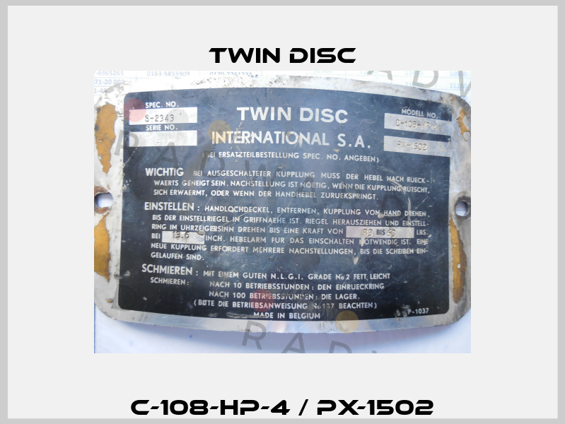 C-108-HP-4 / PX-1502 Twin Disc
