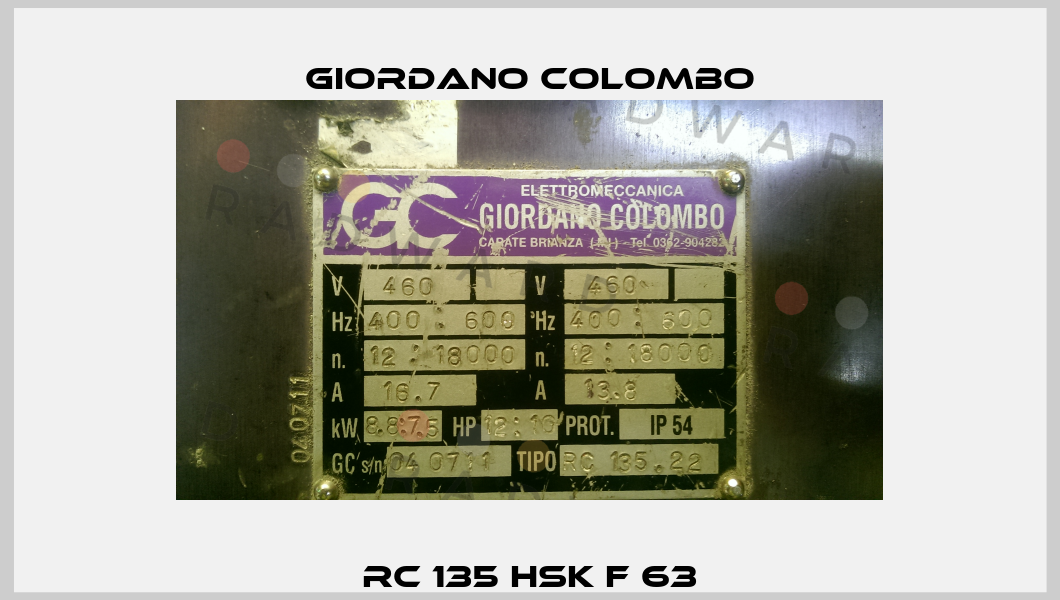 RC 135 HSK F 63 GIORDANO COLOMBO