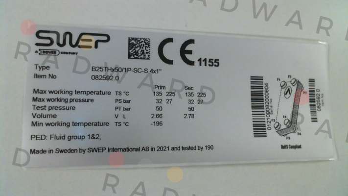 13845-050 (B25THx50/1P-SC-S 4x1"(45) Swep