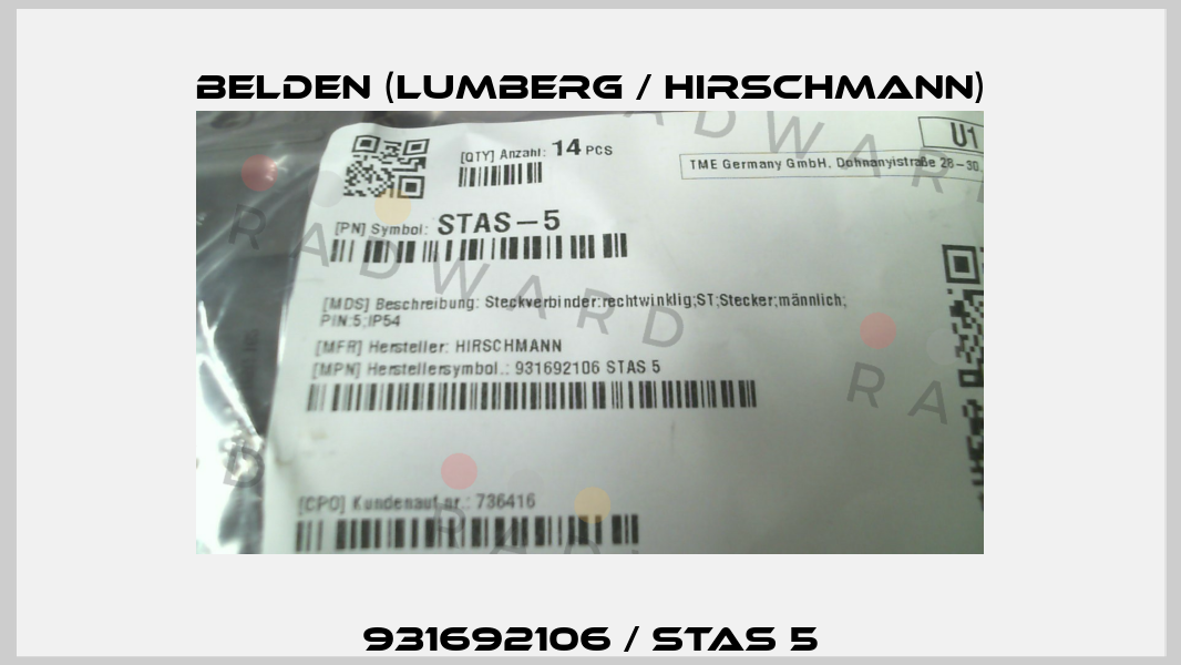 931692106 / STAS 5 Belden (Lumberg / Hirschmann)