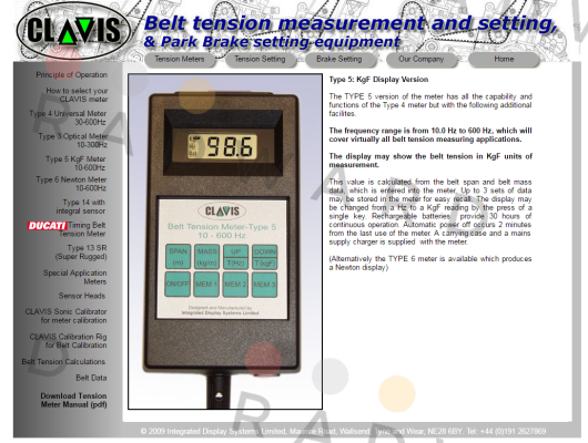 Type 5 acoustic belt meter  Clavis