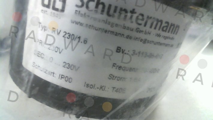P/N: 311305010, Type: RV 230/1.6 Schuntermann Transformatoren