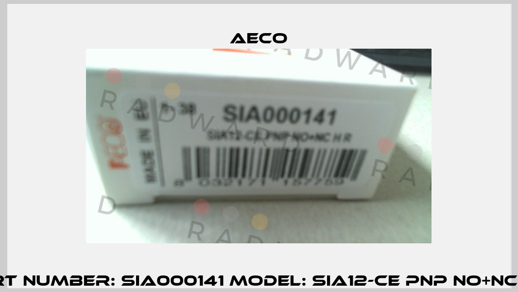 Part Number: SIA000141 Model: SIA12-CE PNP NO+NC H R Aeco