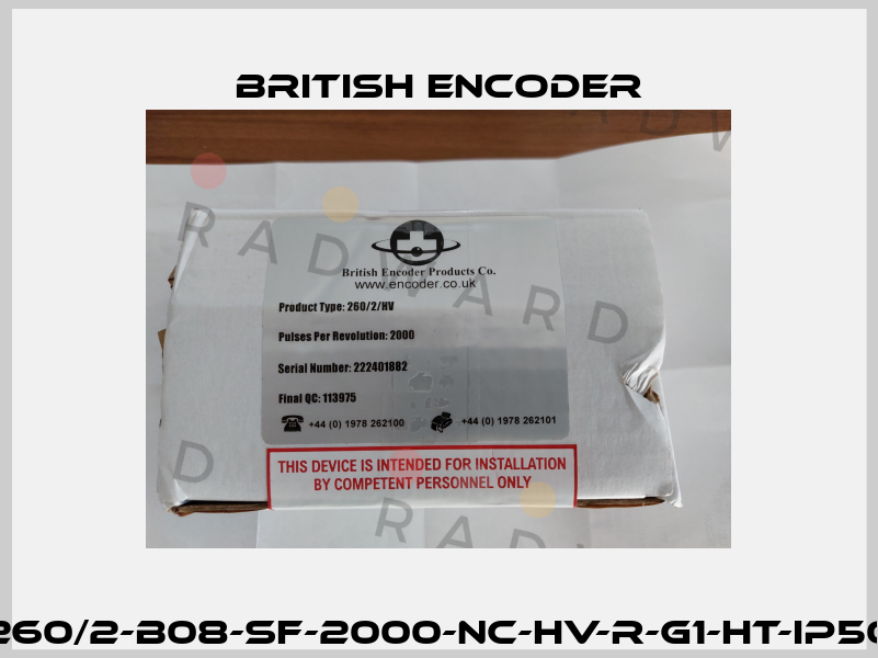 260/2-B08-SF-2000-NC-HV-R-G1-HT-IP50 British Encoder