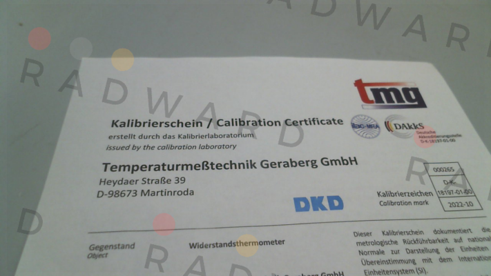 8000282 DAkkS - Calibration Certificate TMG GERABERG