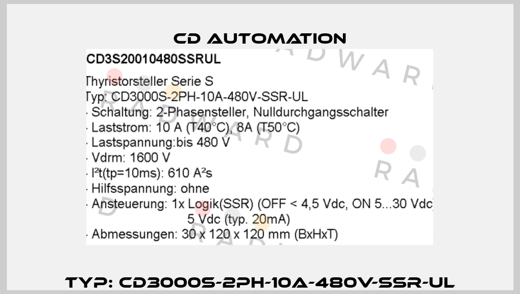 Typ: CD3000S-2PH-10A-480V-SSR-UL CD AUTOMATION
