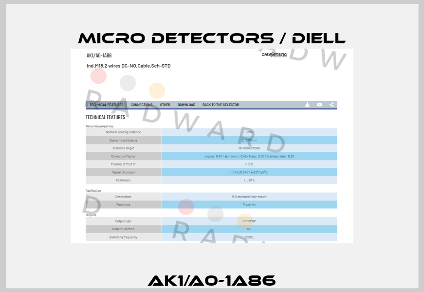 AK1/A0-1A86 Micro Detectors / Diell