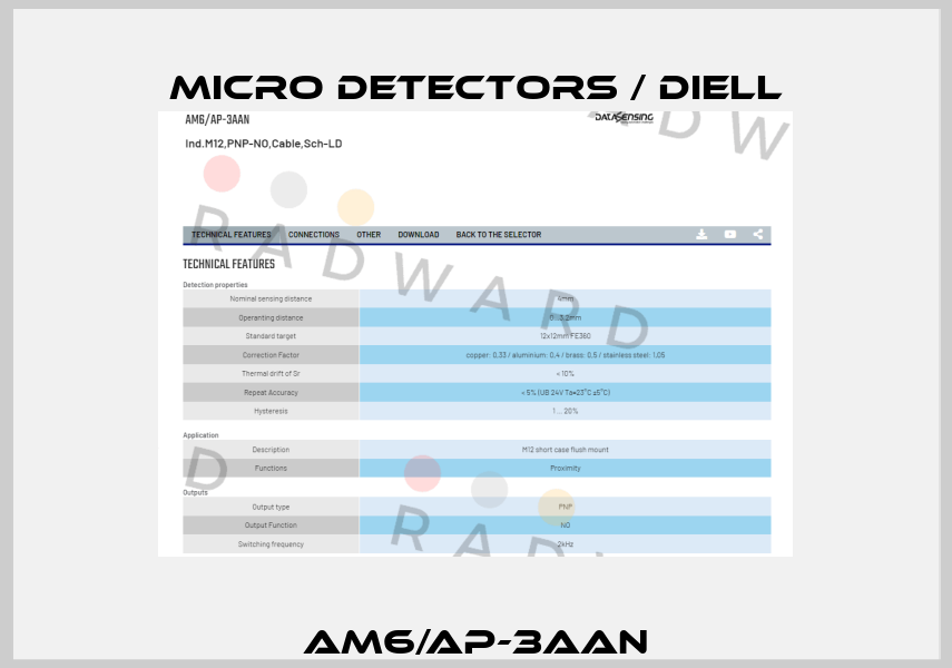 AM6/AP-3AAN Micro Detectors / Diell
