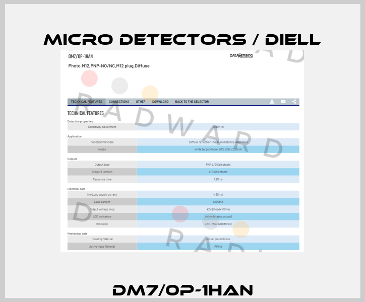 DM7/0P-1HAN Micro Detectors / Diell