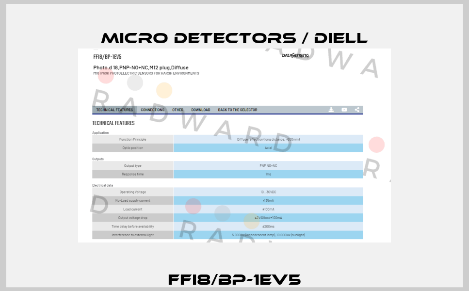 FFI8/BP-1EV5 Micro Detectors / Diell