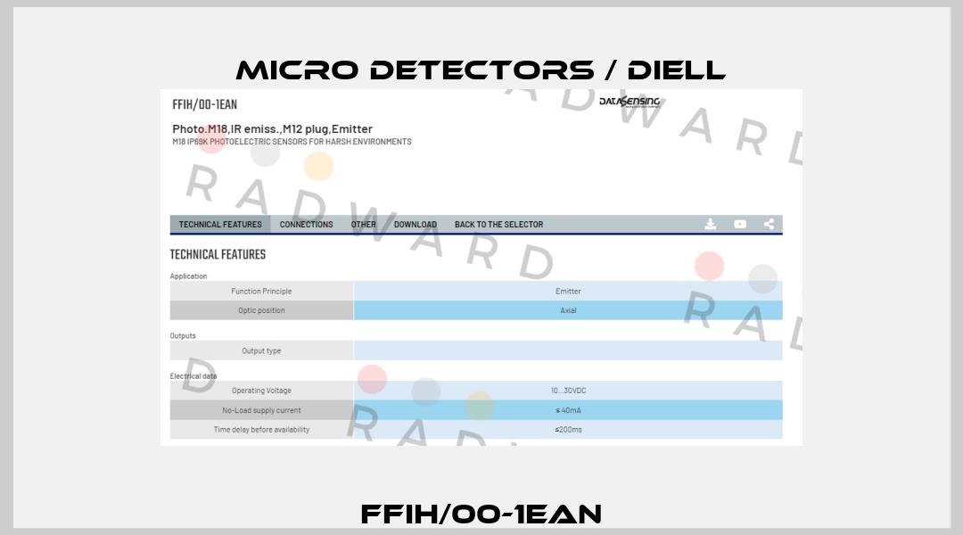 FFIH/00-1EAN Micro Detectors / Diell