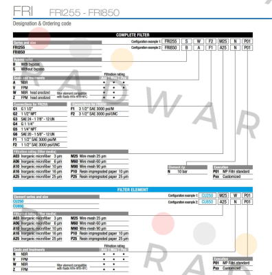 FRI-850-B-A-F1-A03-N-P01 MP Filtri