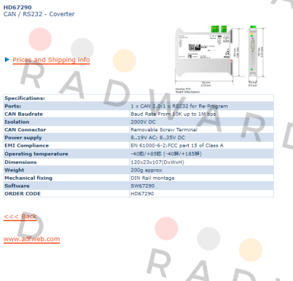 HD67290  CAN / RS232 ADFweb