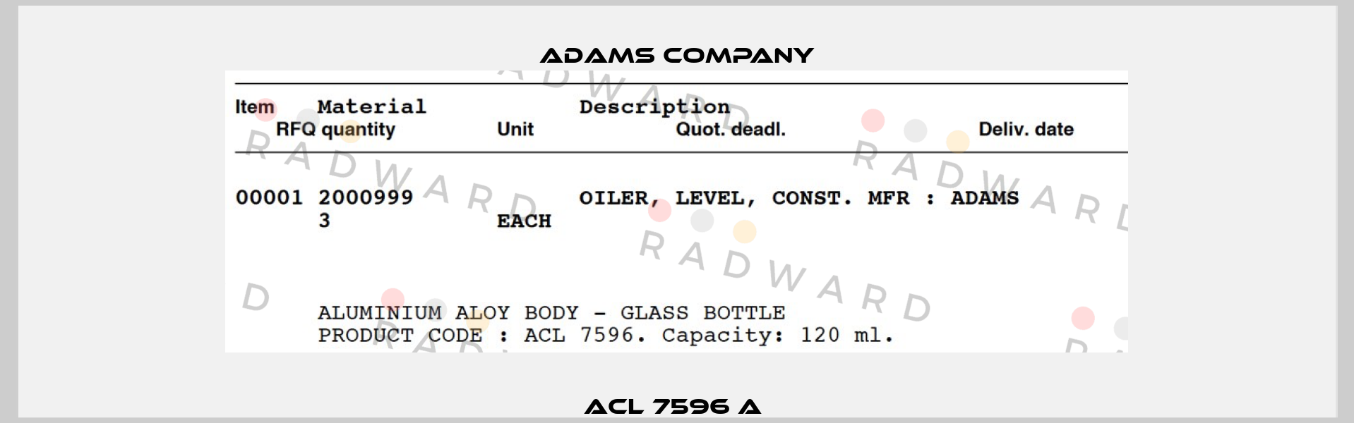 ACL 7596 A  Adams Company