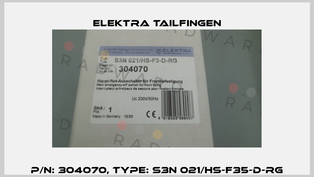 P/N: 304070, Type: S3N 021/HS-F35-D-RG Elektra Tailfingen