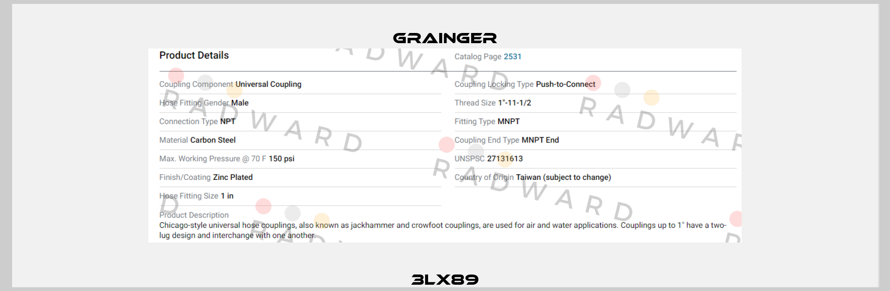 3LX89 Grainger