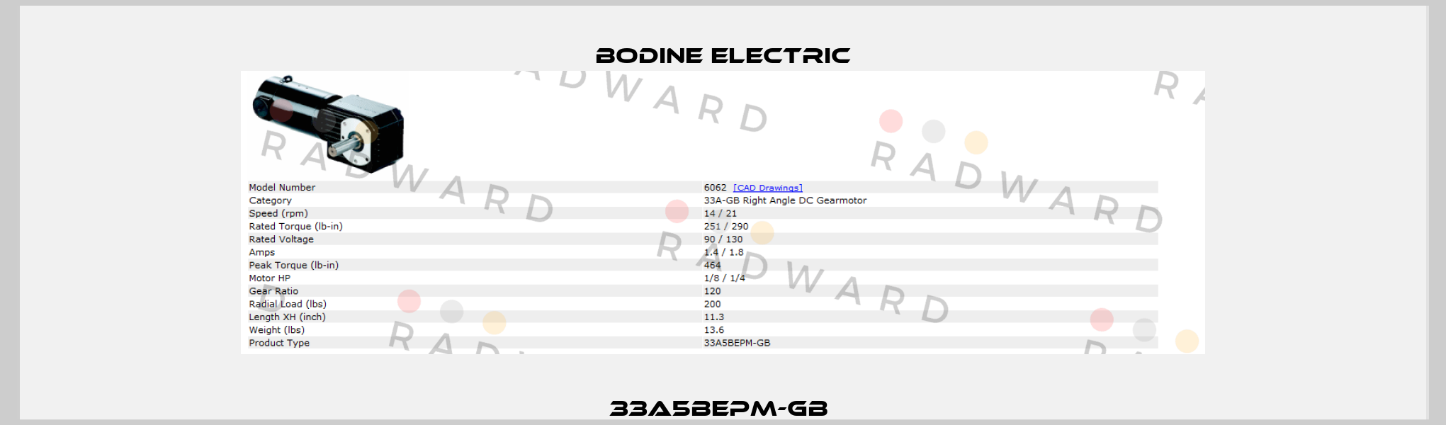 33A5BEPM-GB  BODINE ELECTRIC