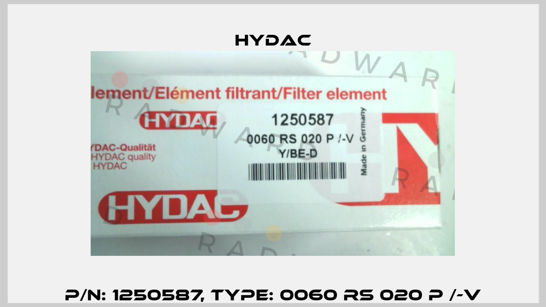 P/N: 1250587, Type: 0060 RS 020 P /-V Hydac
