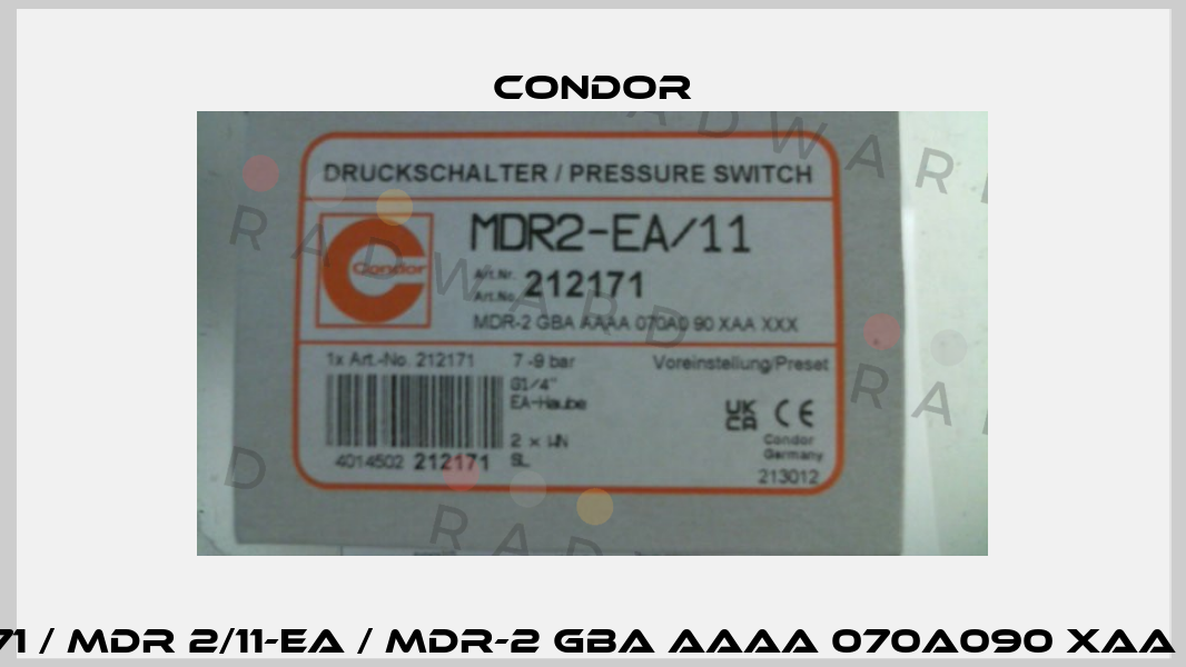 212171 / MDR 2/11-EA / MDR-2 GBA AAAA 070A090 XAA XXX Condor