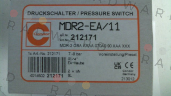 212171 / MDR 2/11-EA / MDR-2 GBA AAAA 070A090 XAA XXX Condor