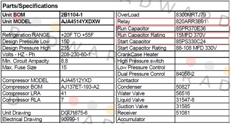 AJA4514YXDXW oem  Tecumseh